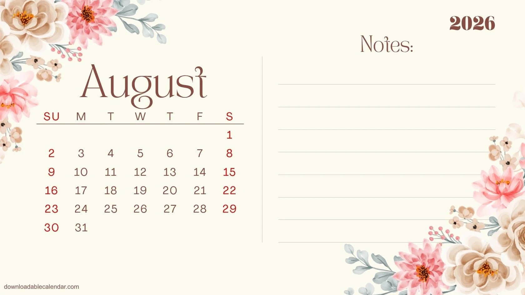 august-2026-floral-calendar-printable august-2026-floral-calendar-printable