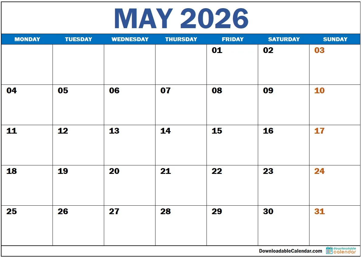 may 2026 calendar