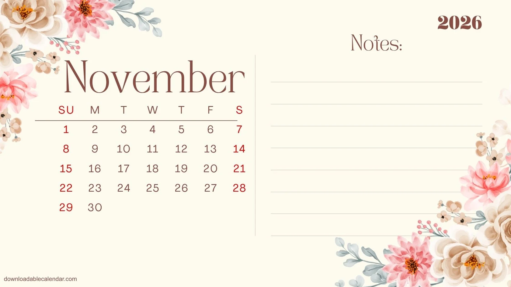 november-2026-floral-calendar-printable november-2026-floral-calendar-printable