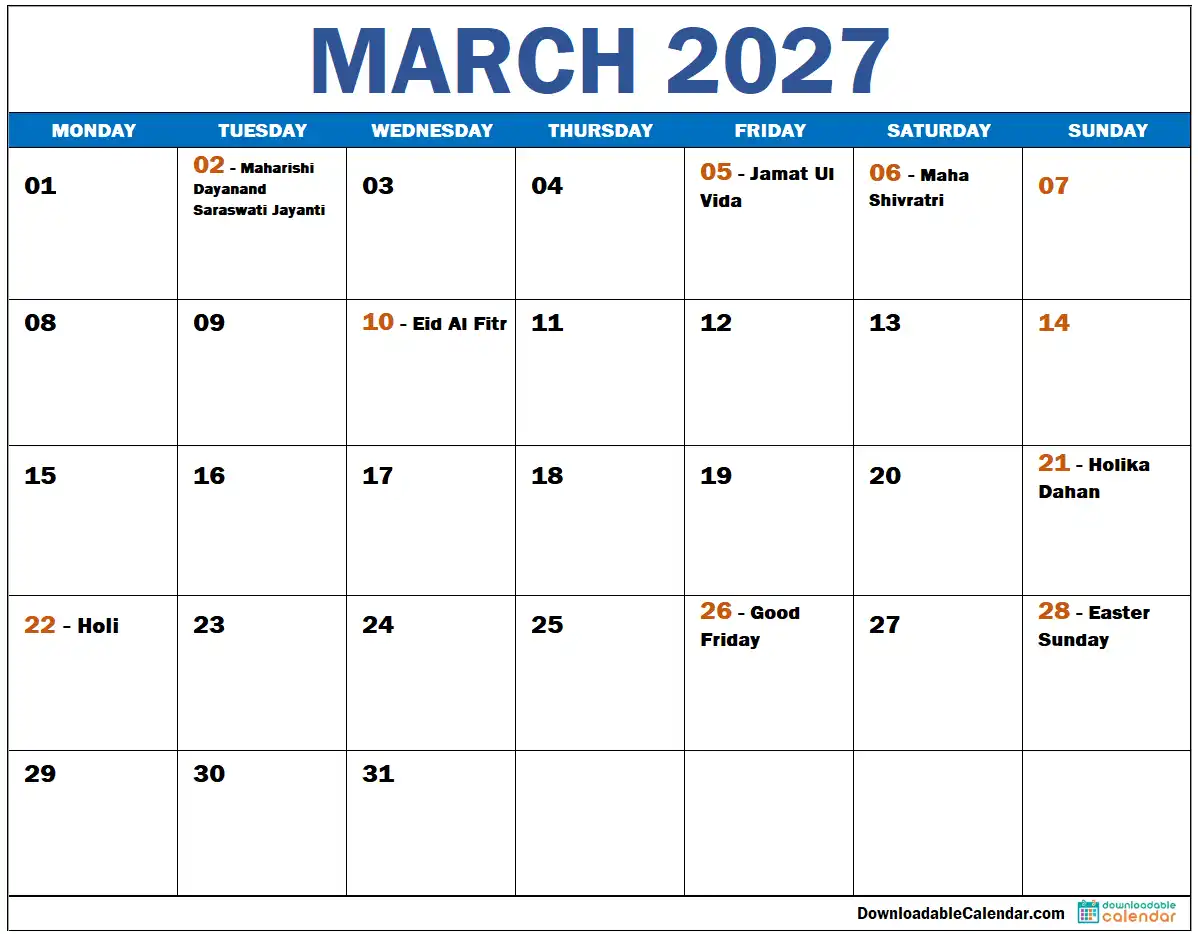 march-2027-calendar-with-indian-holidays